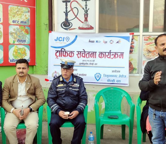 दुर्घटना कम गर्न त्रिभुवननगर जेसीजले गर्यो ट्राफिक सचेतना