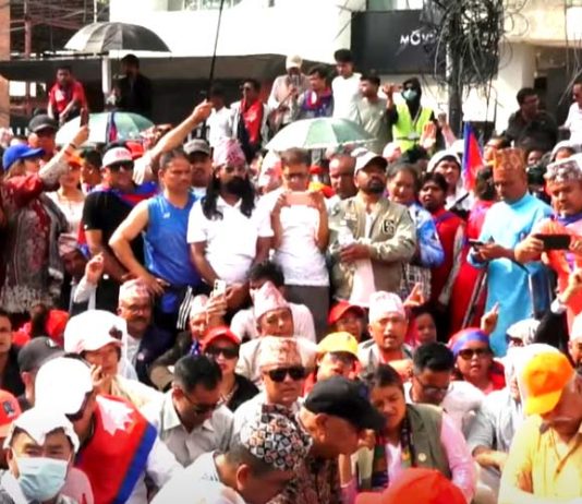 राजसंस्था समर्थकद्वारा धर्ना सुरु