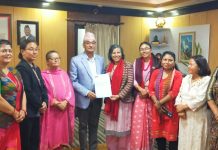 महिला हिंसा न्यूनीकरणका लागि अनेमसंघद्वारा गृहमन्त्रीलाई ज्ञापनपत्र