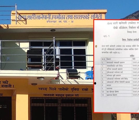 रोल्पा शहरी खानेपानी उपभोक्ता तथा सरसफाइ समितिको निर्वाचन तालिका सार्वजनिक