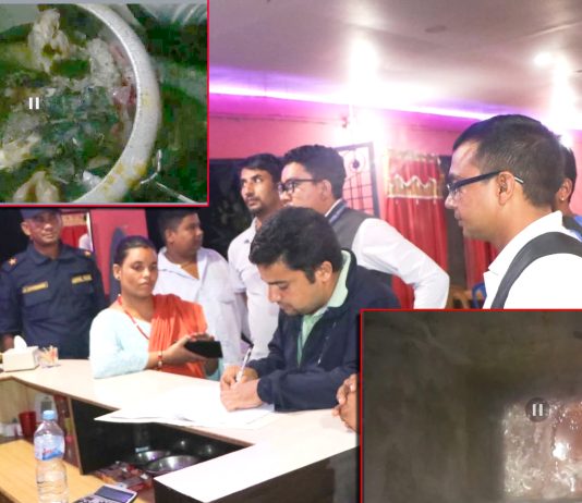 राजमार्ग छेउँका होटलमा सरसफाइको लापरबाही, बिग्रिएको मासु र म्याद नाघेको पेय फेला तस्विरः खाद्य प्रविधि तथा गुण नियन्त्रण डिभिजन कार्यालय तुलसीपुर