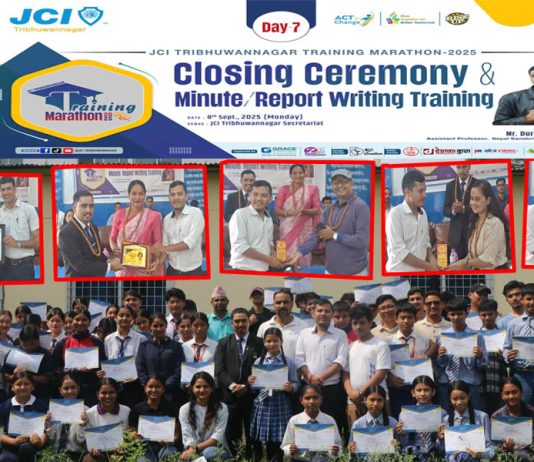 त्रिभुवननगर जेसीजद्वारा आयोजित सात दिने ‘तालिम म्याराथन–२०२५’ सफलतापूर्वक सम्पन्न