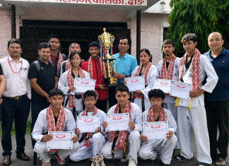 घाेराही नगर खेलकुदद्वारा खेलाडी सम्मानित